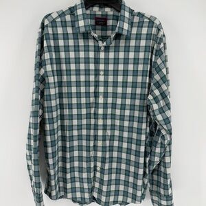 UNTUCKit Button Down Long Sleeve Green White Plaid Men's Shirt Size XL